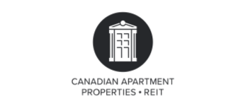 A black circular logo featuring a stylized apartment building above the text CANADIAN APARTMENT PROPERTIES REIT in capital letters.